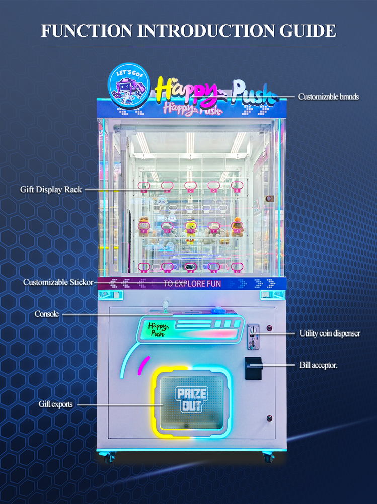 Coin Operated Game Machine Push Win Prize Machine Gift Vending Game ...